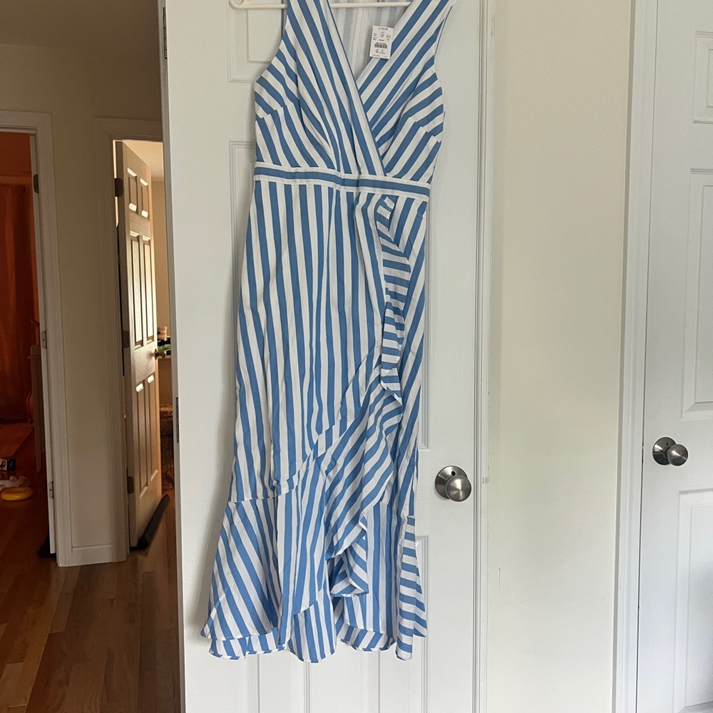 J. Crew Striped Blue and White Dress